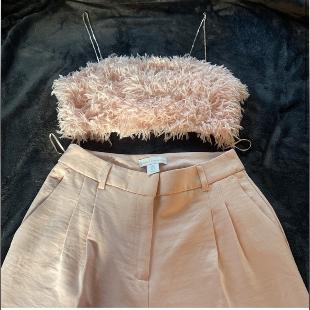 House of Harlow 1960 Pink Embellished Crop Camisole